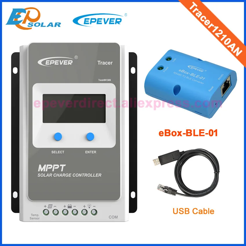

MPPT EPEVER Solar panels controller 260W 24V Tracer1210AN 10A 10amps controller bluetooth function box adapter USb cable