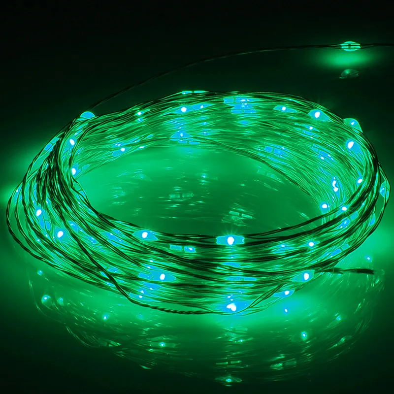 green СВЕТОДИОДНАЯ Гирлянда Lights10M100led 5 V с питанием от USB наружная теплая белая/RGB серебряная проволока рождественское праздничное украшение для свадебной вечеринки - Испускаемый цвет: green