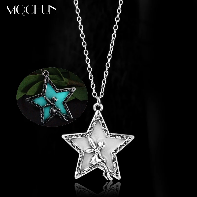

MQCHUN Luminous Necklace Jewelry Horse Star Leaf Cross Pendant Necklace For Women Girl Christmas Gift Glow In The DarkCollier