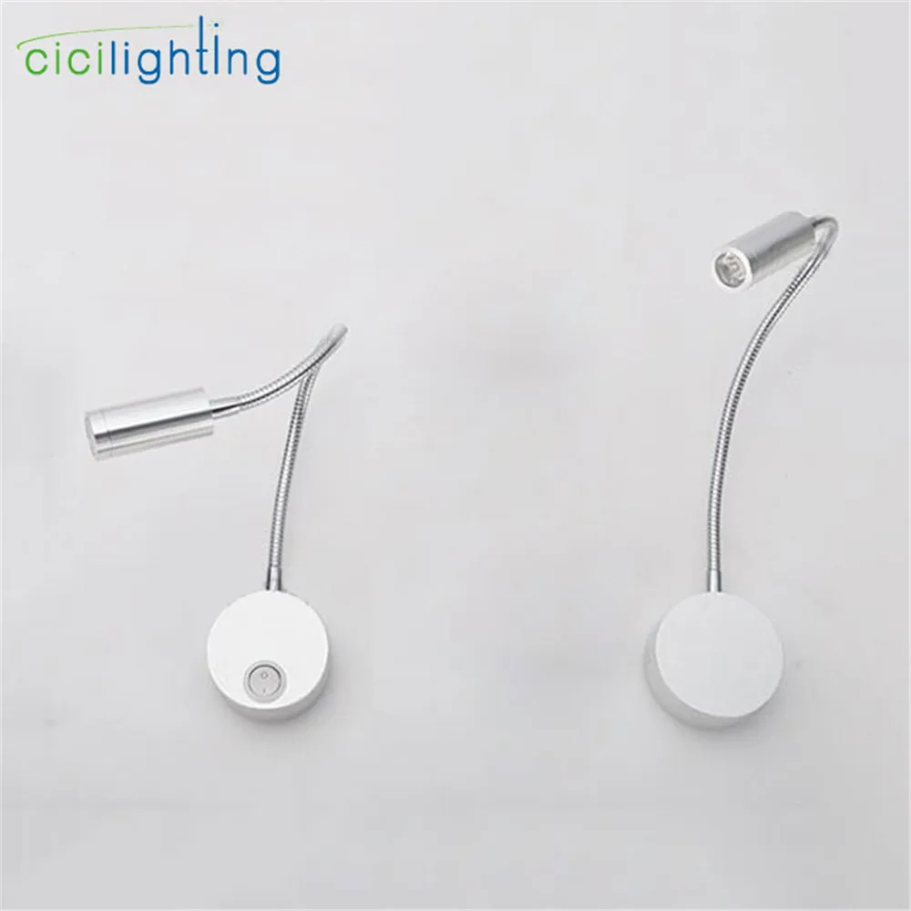 Modern Hardwired Flexible 3W Gooseneck Led Wall Light Sconce Lamp Lighting for Bedroom Reading luminaria Aluminum lighting