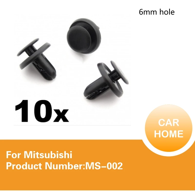 10x For Mitsubishi 6mm Plastic Trim Clips Bumpers, Grille, Wing Liner