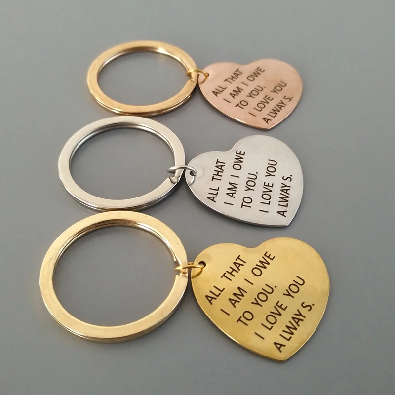 metal Heart KeyChains Rings Holder For Lovers Sweetheart Pendant For