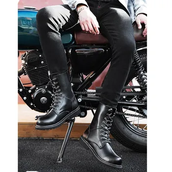 

Men's Motorcycle Boots Outdoor Mid-calf Army Boots Men's Leather Military Desert Tactical Boot Shoe Combat Boots Autumn Winter