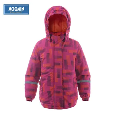 Moomin/ Новое поступление; зимняя куртка в стиле Оксфорд; Верхняя одежда для мальчиков с геометрическим рисунком; синее зимнее пальто на молнии; Водонепроницаемая зимняя куртка для детей - Цвет: Розовый