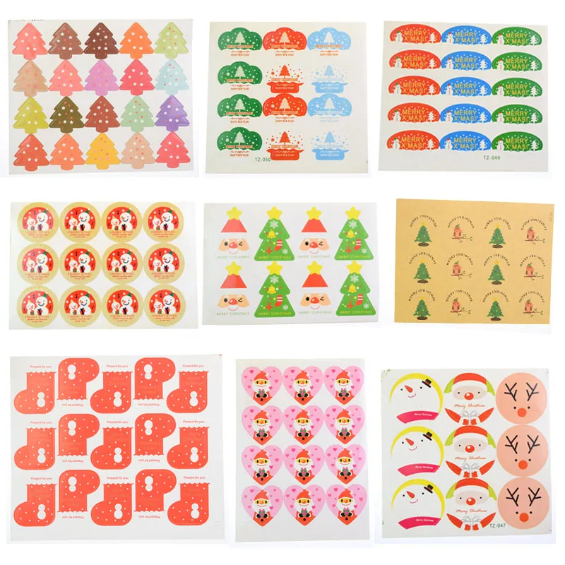 

Hand made Christmas Snowman Tree Scrapbooking Paper Labels Envelopes Packaging Seals Sticker DIY For Cake Box Wrapping Baking