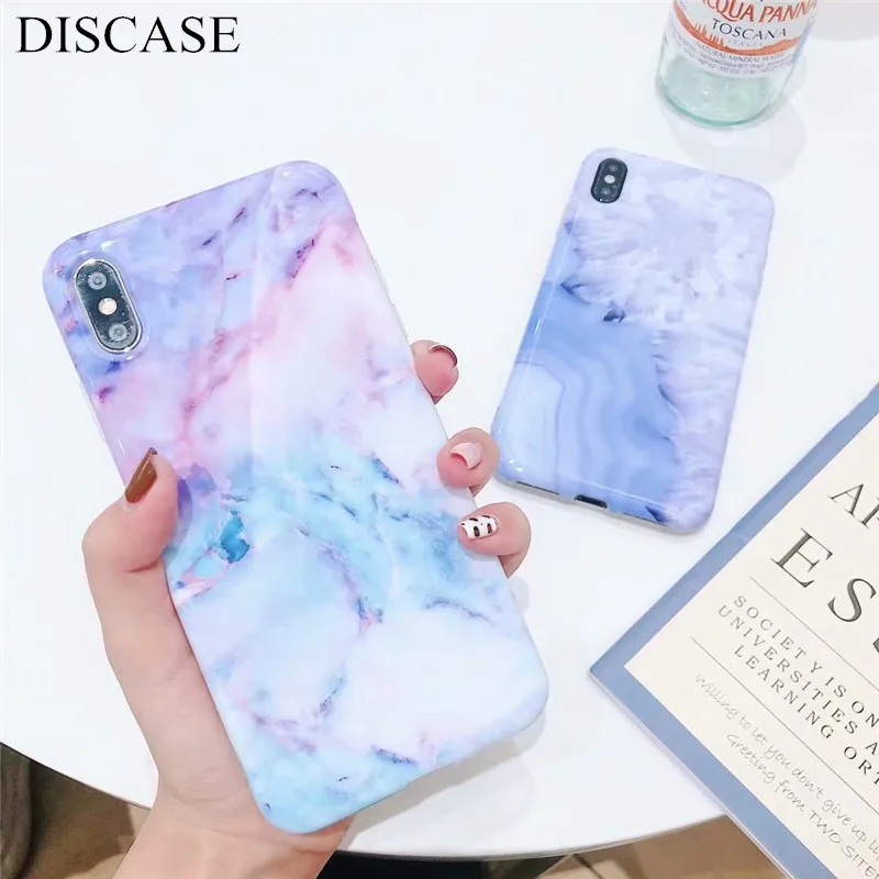 

DISCASE Phone Case For iphone XS XR XS MAX Luxury IMD Colorful Glossy For iphone 8 7 66 s plus X Marble All Inclusive Back Case