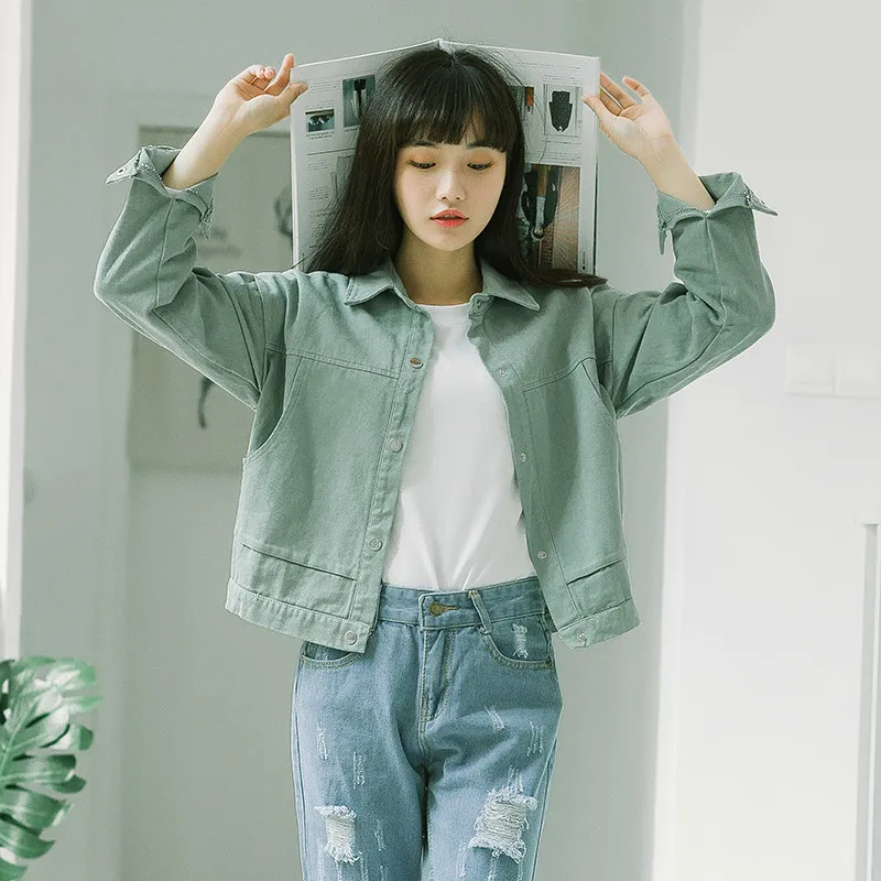 

Fashion Casual Basic Short Jackets For Women's Autumn Thin Windbreaker Female Safari Style Outwear Solid Coat Casaco Feminina