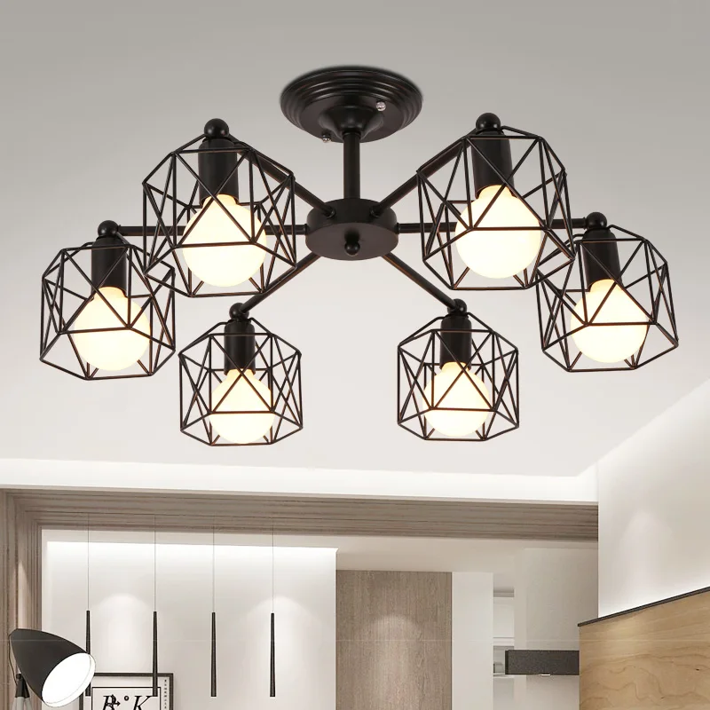 

Vintage Ceiling Lights For Home Lighting Luminaire Multiple Rod Wrought Iron Ceiling Lamp E27 Bulb Living Room Lamparas