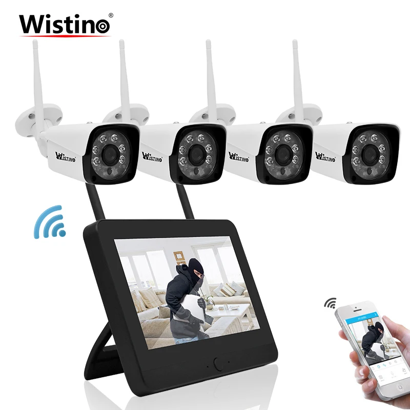 

Wistino HD 720P 4CH CCTV Camera System Wireless Security IP Camera Outdoor Kit Screen NVR Video Monitor WiFi Waterproof IP66 P2P