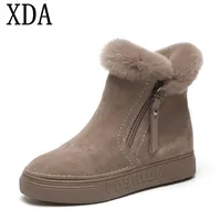 XDA/модные теплые зимние сапоги, коллекция 2018 года, зимние короткие сапоги, Новое поступление, женские ботильоны, женская обувь на молнии, хлопковые сапоги на плоской подошве, F498