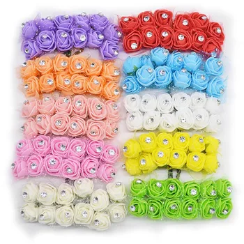 

72/144pcs 2cm Mini PE Foam Rose Head Artificial Flowers for DIY Bouquet Wedding Flower Decoration Scrapbooking Fake Rose Flower