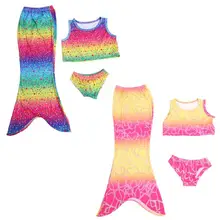 Детский купальный костюм с хвостом для девочек, купальный комплект бикини, купальник для косплея, купальный костюм с пуш-ап