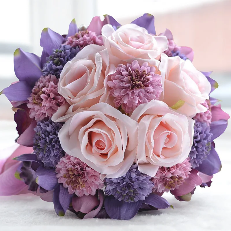 Send The Bride Holding Flowers Purple Pink Wedding Groom Send The Bride Holding Flowers Purple Pink Wedding Groom European Style Bouquet Friends Gift In Bouquets From Weddings