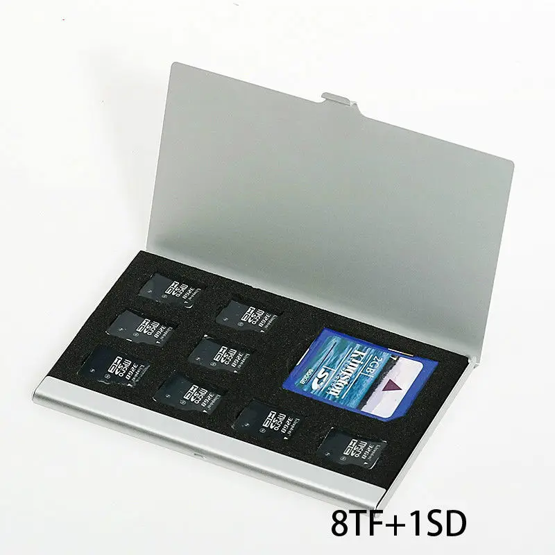 Top Quality 8 in 1 Portable Aluminum Micro For TF SD SDHC TF MS Memory Card Storage Case Box Bag Protector Holder