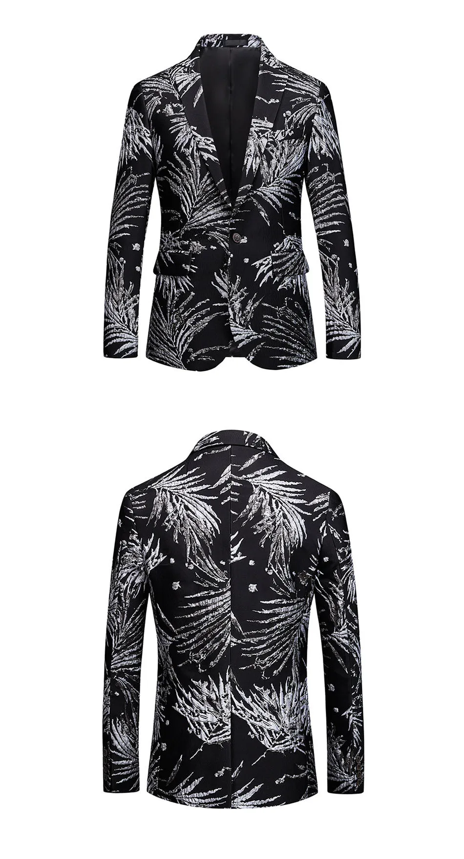 Для мужчин s One Button Blazer печати свадебные Повседневное осень куртка Slim Для мужчин Высокое качество модные большой Размеры 5XL 6XL черная одежда