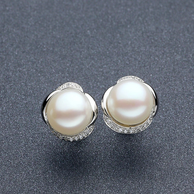 

Sinya Natural Pearls Stud Earring for Women Girl Wife in 925 Sterling Silver AAAAA Pearls Diameter 9mm New Arrival Hot Sale