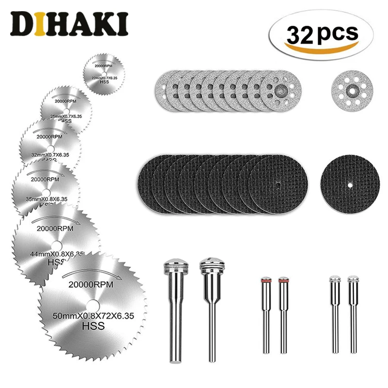 

32pcs HSS Mini Circular Saw Blade Set Resin Cut-Off Wheels Diamond Cutting Discs Rotary Tool Accessories for dremel Wood Plastic