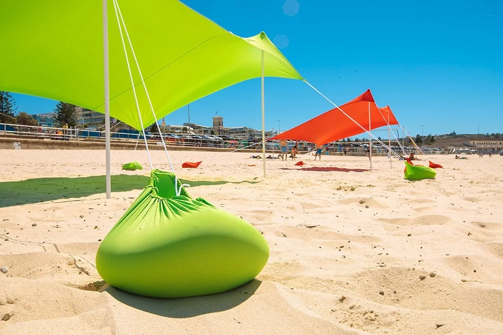 Sombrilla de playa con arena anclas y 2 Envío polos UPF50 + tela Lycra calidad perfecta Dom refugio - 2