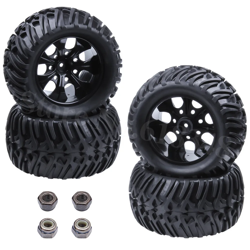 4 шт. 125 мм резиновые RC Monster шины и колеса Bigfoot шестигранные 12 для 1:10 внедорожный