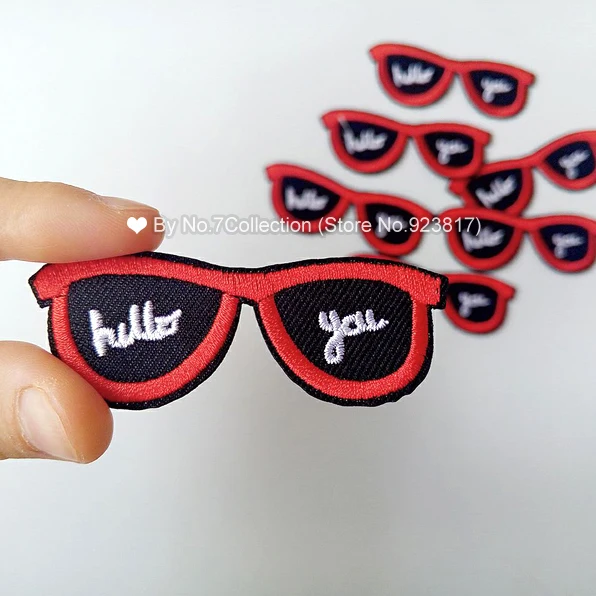 1Pcs Fun Sunglasses Embroidered Patch Iron on Sewing Applique Clothes Shoes Bags Decoration