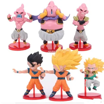 

6 Pcs/set Dragon Ball Z Budokai Son Goku Kakarotto VS Majin Buu Q Version PVC Action Figure Collectible Model Toy BOX 10CM B853