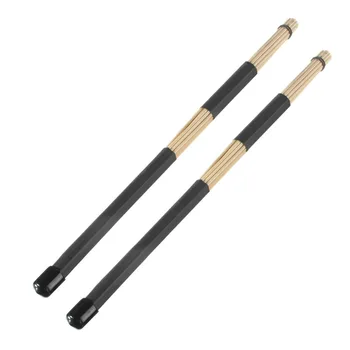 

1 Pair Professional Bamboo Wood Multi-sticks Jazz Drum Rods Sticks Brushes Drumsticks Drum Accessories with Rubber Handle
