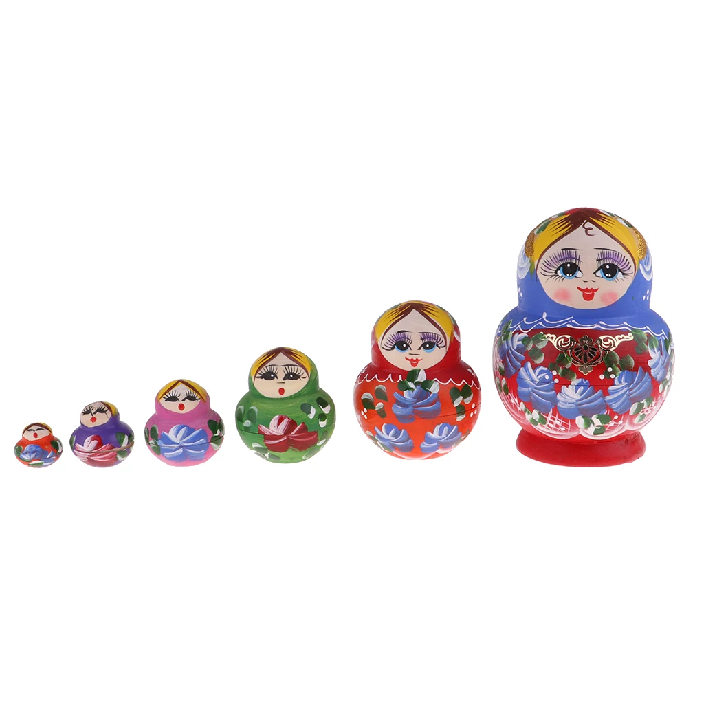 Handmade Colorful Russian Nesting Doll Babushka Wooden Matryoshka Dolls Stacking Dolls 10 Pieces Home Ornament Crafts Gift Toys