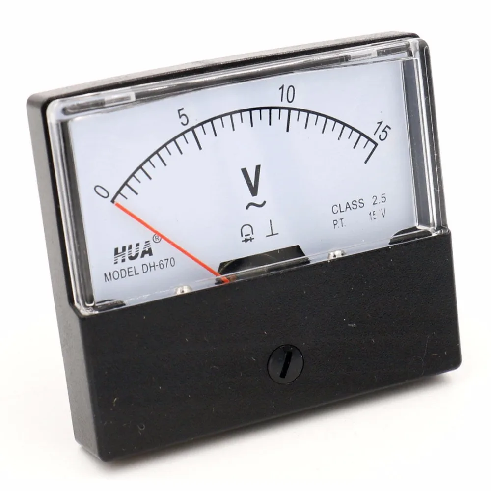 Rectangle Analog Volt Panel Meter Gauge DH 670 AC 15Vin Current Meters