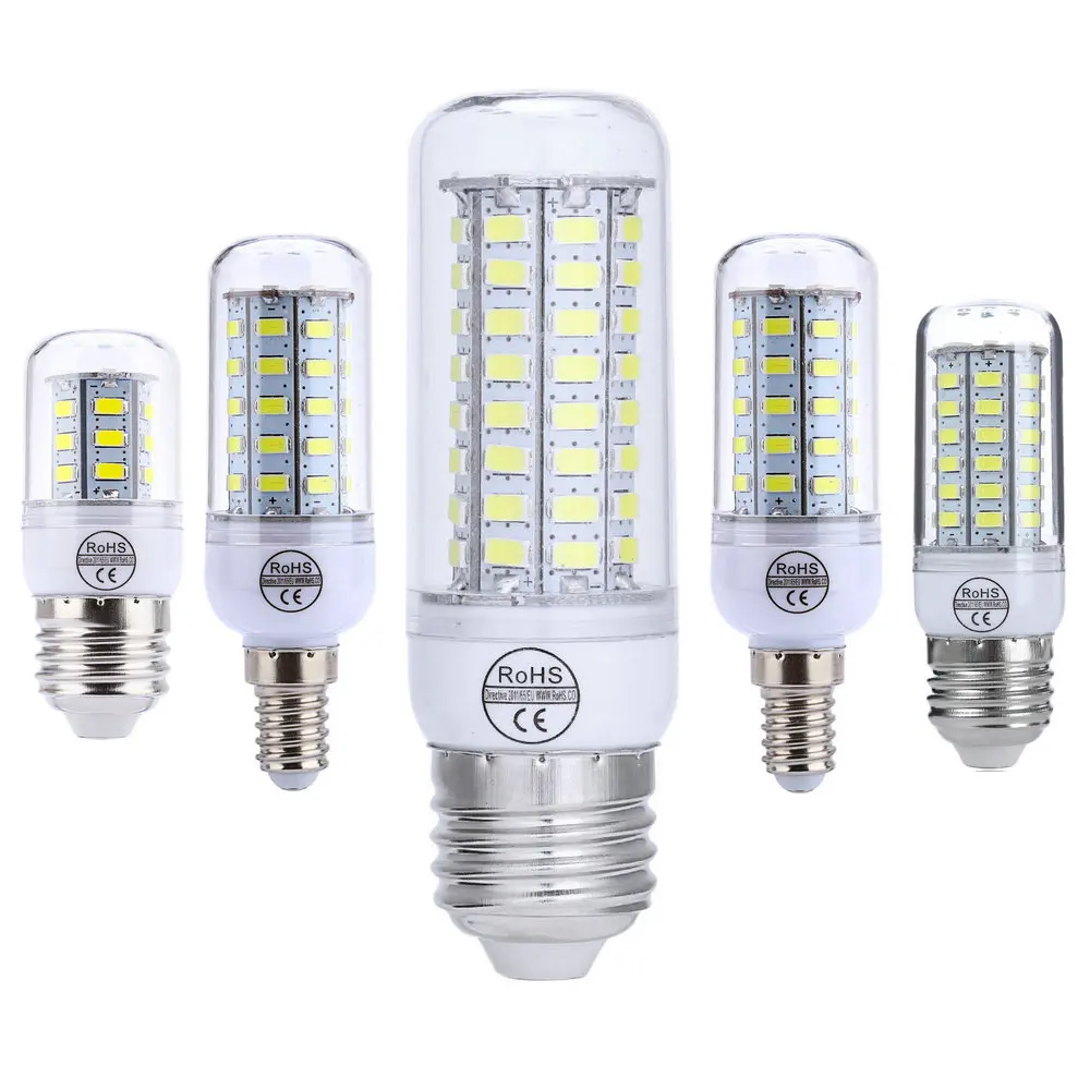 

2019 Full NEW LED Lamp E27 E14 3W 5W 7W 9W 12W 15W 18W 20W 25W SMD 5730 Corn Bulb 220V Chandelier LEDs Candle Light Spotlight