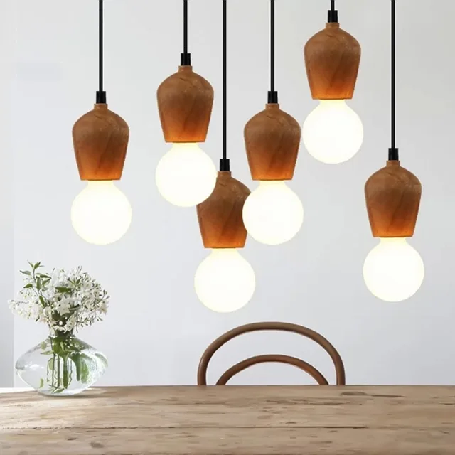Us 9 66 11 Off Vintage Neuheit Diy Retro Holz Pendelleuchte Globle Kabel E27 Edison Lampen Fassung Kunst Leuchte In