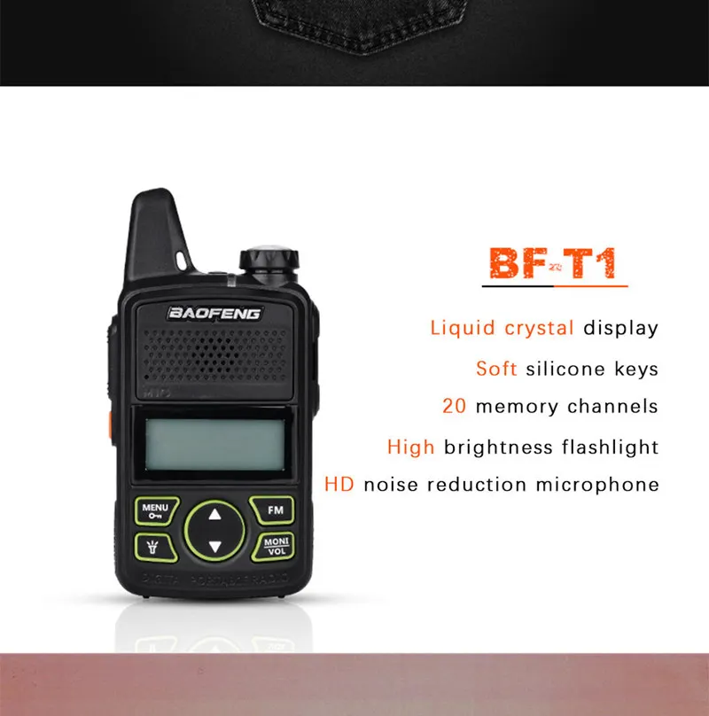 Из 2 предметов Baofeng BF-T1 BF T1 Портативный Мини Walkie Talkie CB двухстороннее Любительское ДМВ радиостанция трансивер Boafeng PMR 446 PMR446 Амадор