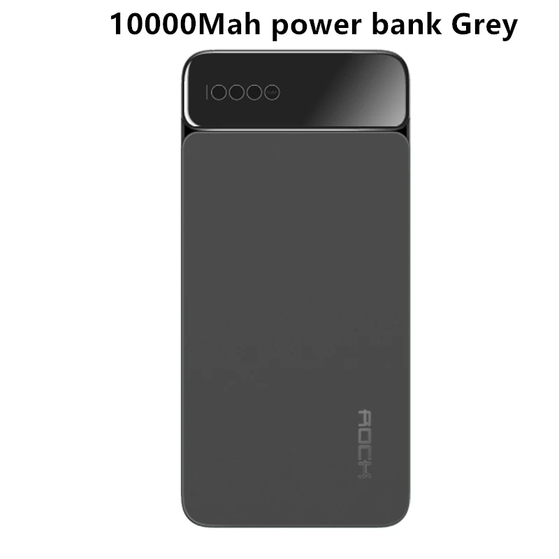 Рок-н-Мощность банк 10000mAh с цифровым Дисплей Портативный внешний Тип батареи C 5V 3A Мощность банк для iphone X для Xiaomi - Цвет: bank Grey