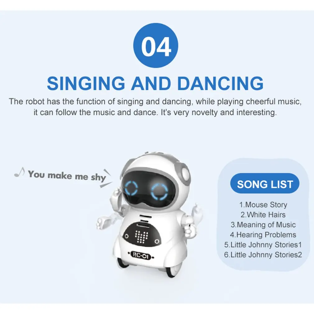Горячая умный мини карманный робот Прогулка музыка танец свет распознавания голоса разговор Повторите смарт детские игрушки интерактивные