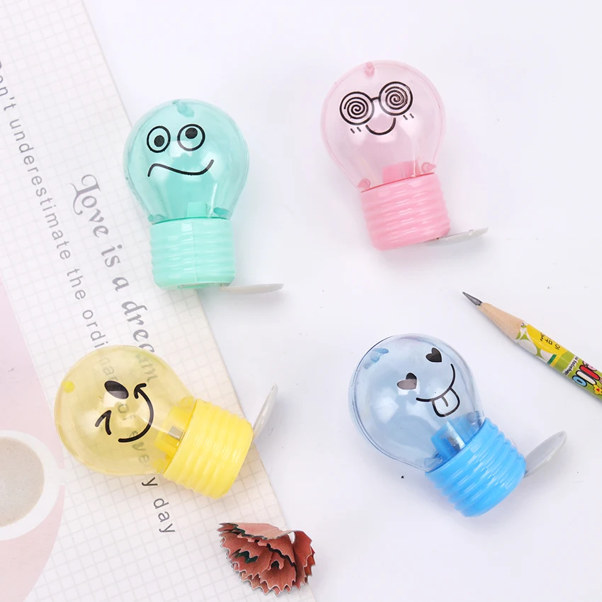 1PC Creative Bulb Pencil Sharpener Plastic Pencil Sharpener For Kids Gifts Stationery School Office Supplies