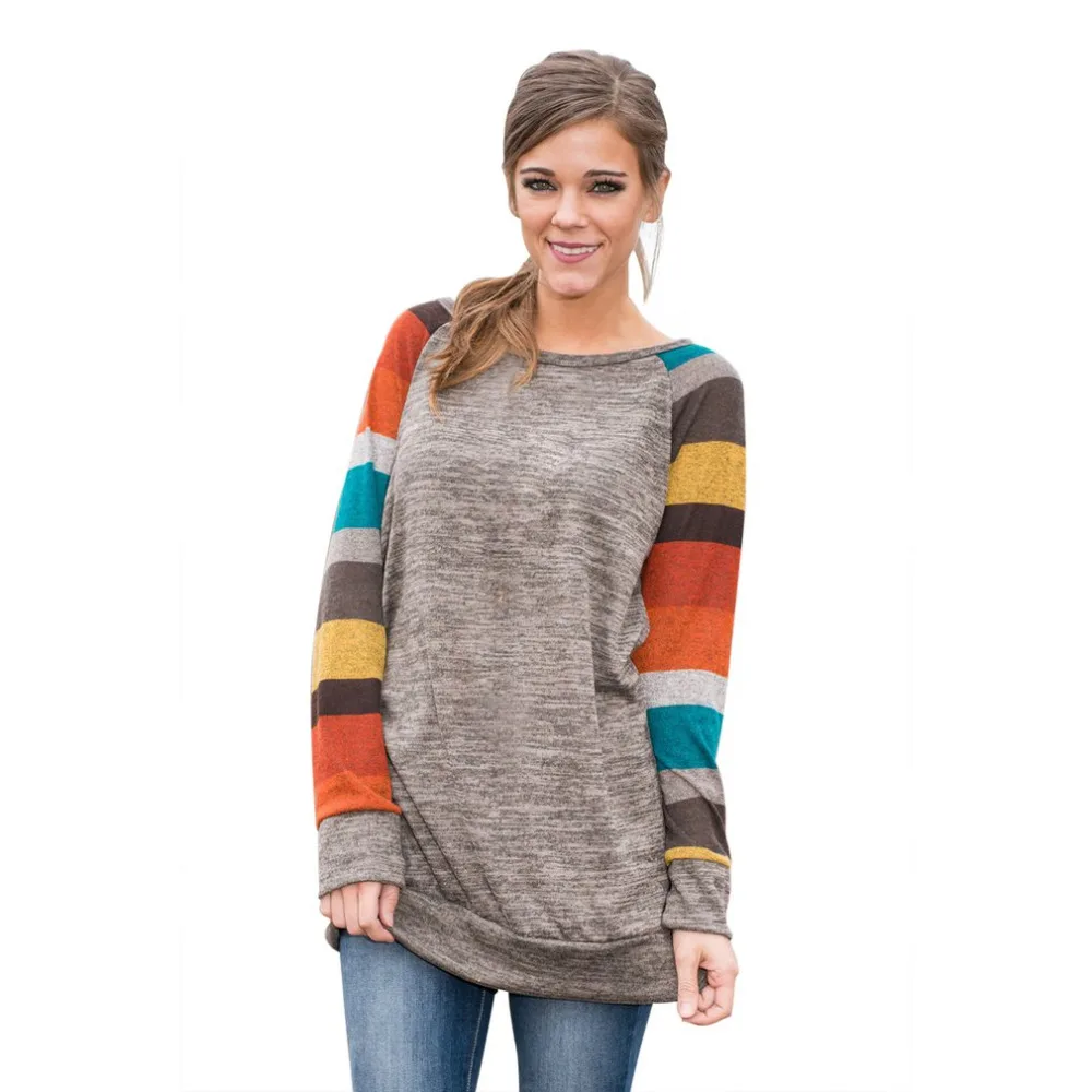 2018 Spring Patchwork Long Hoodies Sweatshirt Women Casual