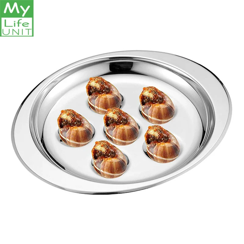 

MYLIFEUNIT Snail Plate Stainless Steel Escargot dish Resistant Home Hotel Tableware