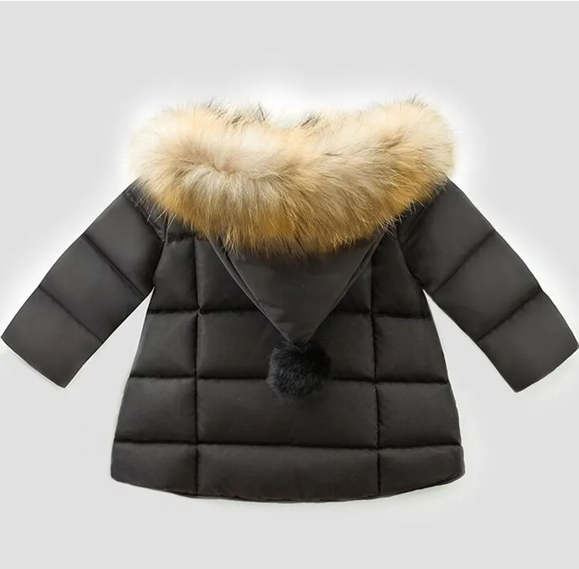 Хлопковое пальто для мальчиков и девочек зимняя теплая куртка цветные толстовки с меховым воротником для маленьких девочек детская утепленная верхняя одежда для детей