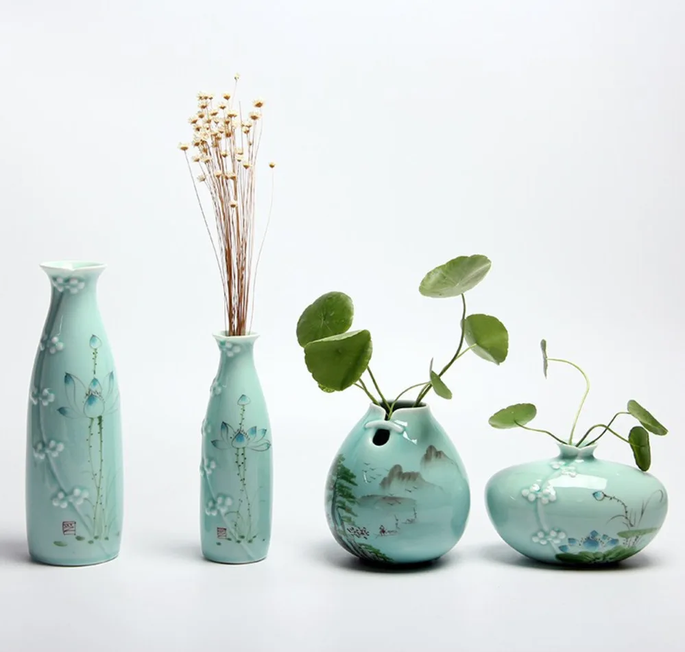 Ваза Celadon Cheongsam креативный Цветок Современная китайская ваза древний Scindapsus водный сосуд украшение дома