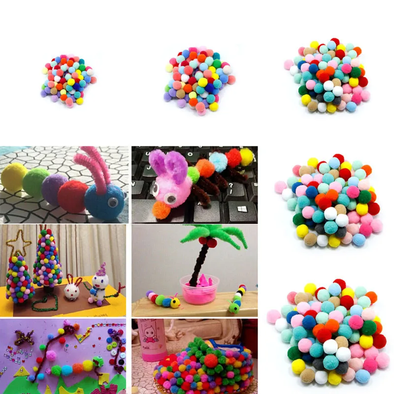 100 шт Ассорти пушистые Помпоны детей DIY ремесла помпоны мяч 10 30 мм|pompom balls|craft pom poms