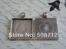 Free Ship!!! 50pcs - Antique Silver Square Pendant Tray Blanks for DIY Pendants 1 inch / 25mm