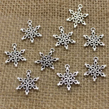 

PULCHRITUD 80pcs 15*24mm Antique Dots Snowflake Charms Pendants Fashion Jewelry DIY Fit Bracelets Necklace Earrings