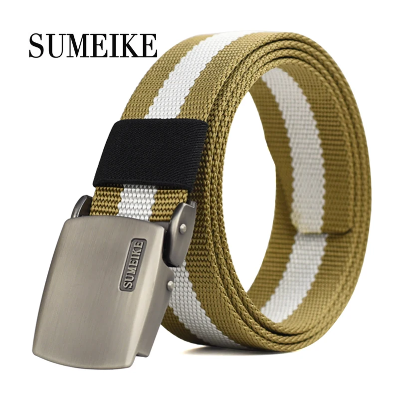 

Fashion Alloy Buckle Belts Cummerbunds Male Tactical Belt Men Canvas Belt Waist Striped Pattern Strap