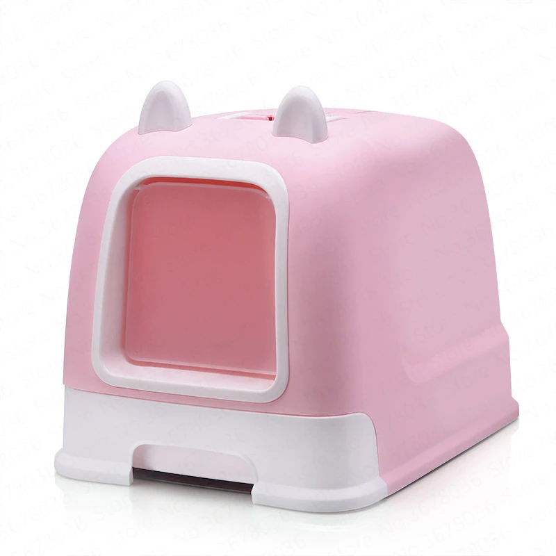 Pink Fully Enclosed Cat Litter Box Deodorant Anti-splash Large Cat Toilet with Drawer Cat Supplies Cat Toilet Training Kit Pink Fully Enclosed Cat Litter Box Deodorant Anti-splash Large Cat Toilet with Drawer Cat Supplies Cat Toilet Training Kit