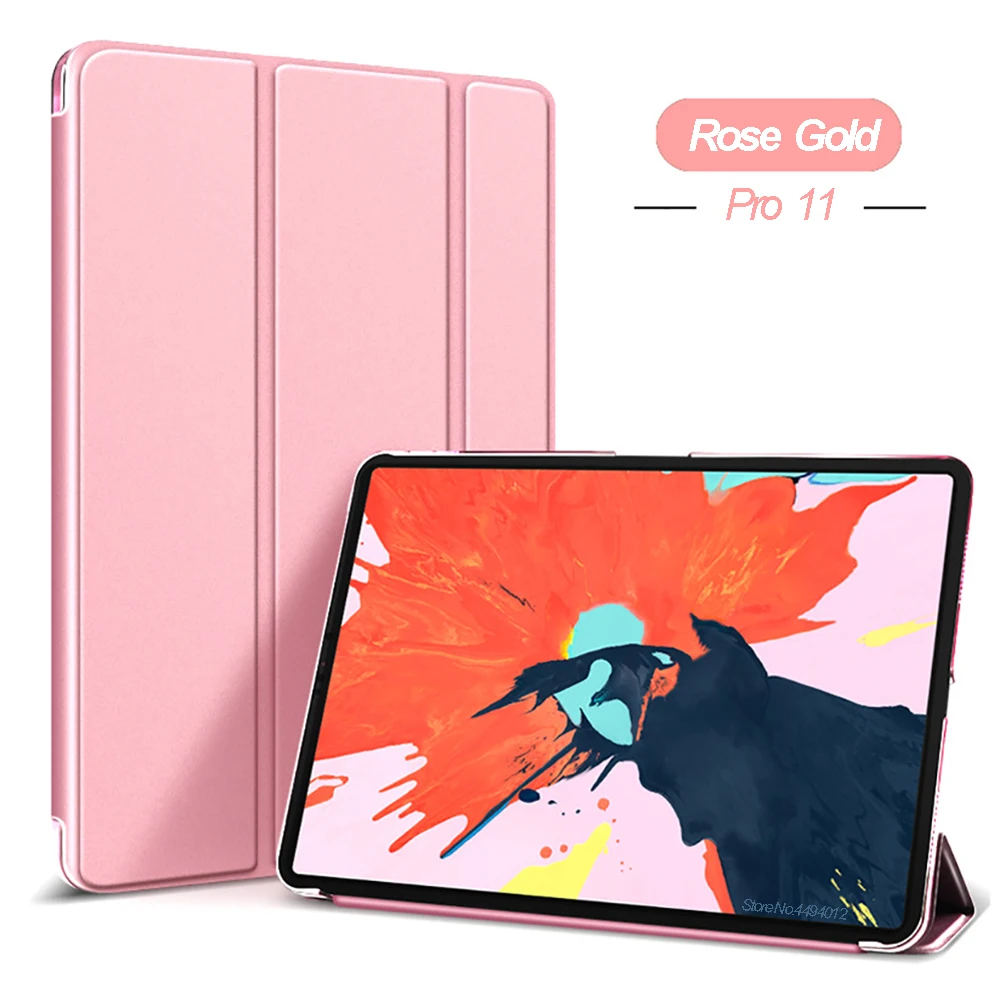 Для iPad Pro 11-in релиз чехол ультра тонкий из искусственной кожи Trifold Стенд чехол для iPad Pro 11 Smart Магнитный Авто/сон - Цвет: Rose Gold