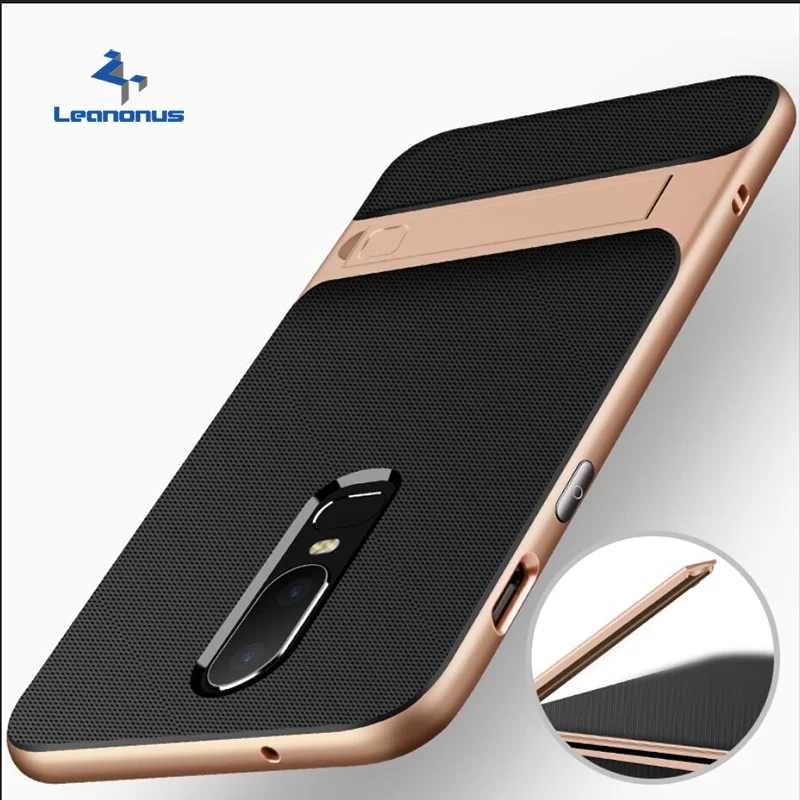 

Hybrid Silicone PC Bracket Case Cover for Oneplus 6 5 5T Coques Shockproof TPU Bumper Case for Oneplus 3 3T 6 Protective Covers