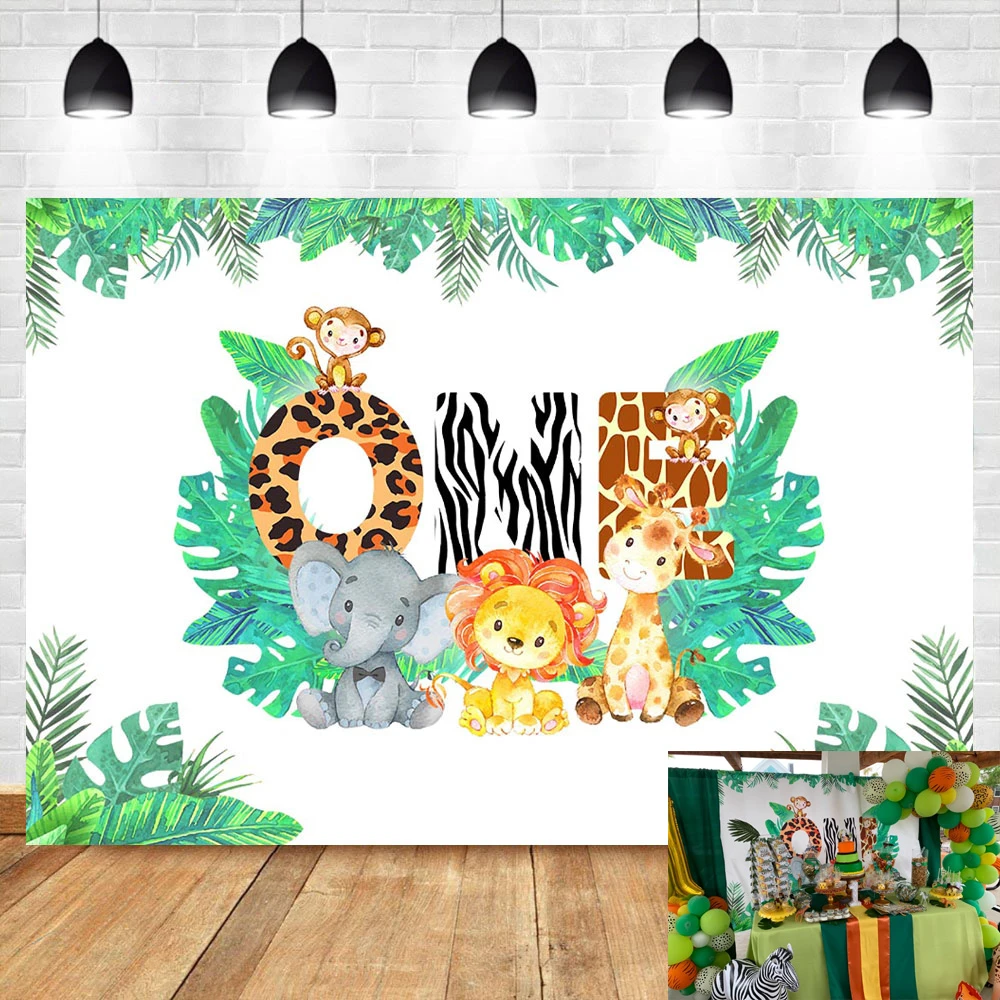 Mocsicka Jungle Theme Background 1st Birthday Safari Animals Zoo Photo  Backdrop Lion Elephant Animals Boy Baby Party Banner|Background| AliExpress  | muntada.ae