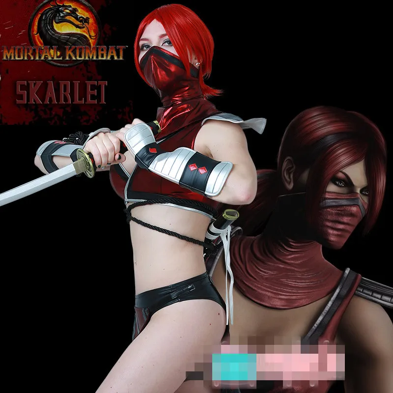 Игры Mortal Kombat Косплэй Скарлет Карнавальный костюм для женщин сексуальный комплект нижнего белья, комплект