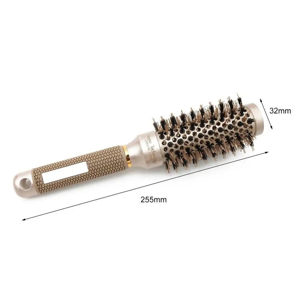 25/32/45/53mm Nylon& Bristle Hair Round Brush Ceramic Aluminium Hair Comb Professional Hairdressing Brush Barber Styling Comb - Цвет: 32mm