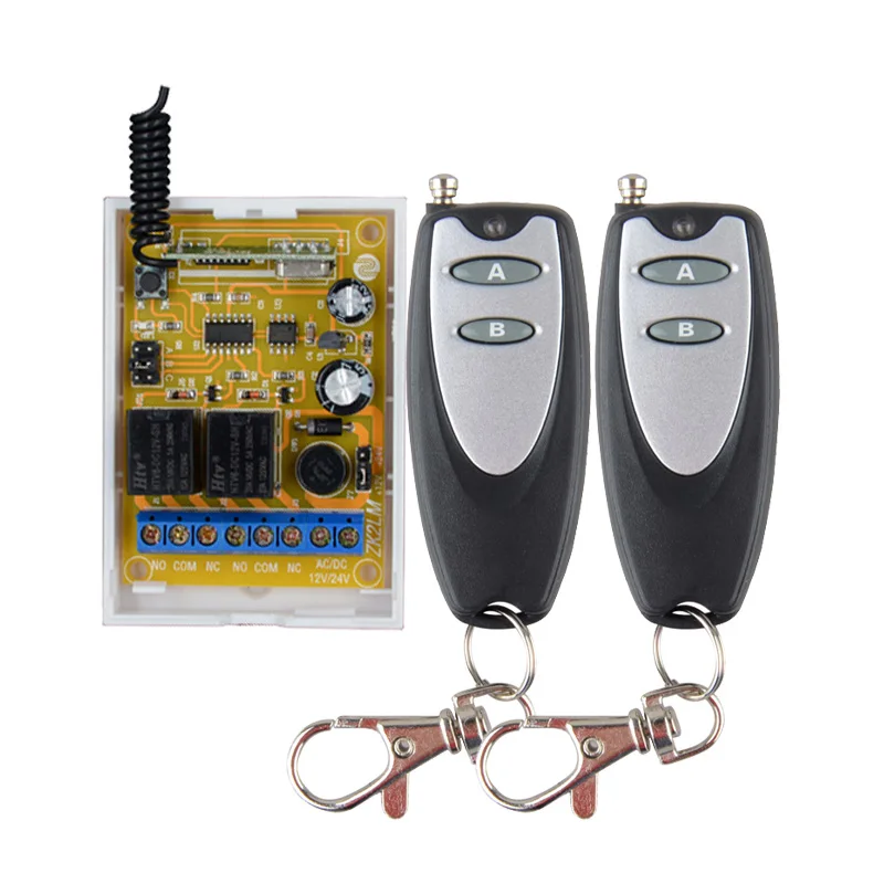 

315/433.92Mhz DC 24V RF Wireless Remote Control Light Switch 2 Channel Relay Receiver With Black Transmitter