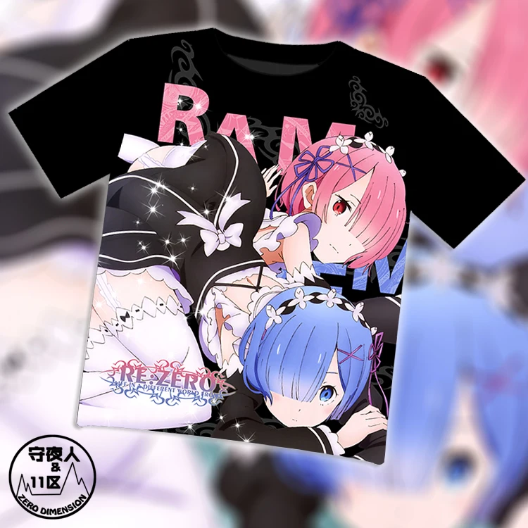 Anime ReLife in a different world from zero, Rem, Ram kawaii Mesh T